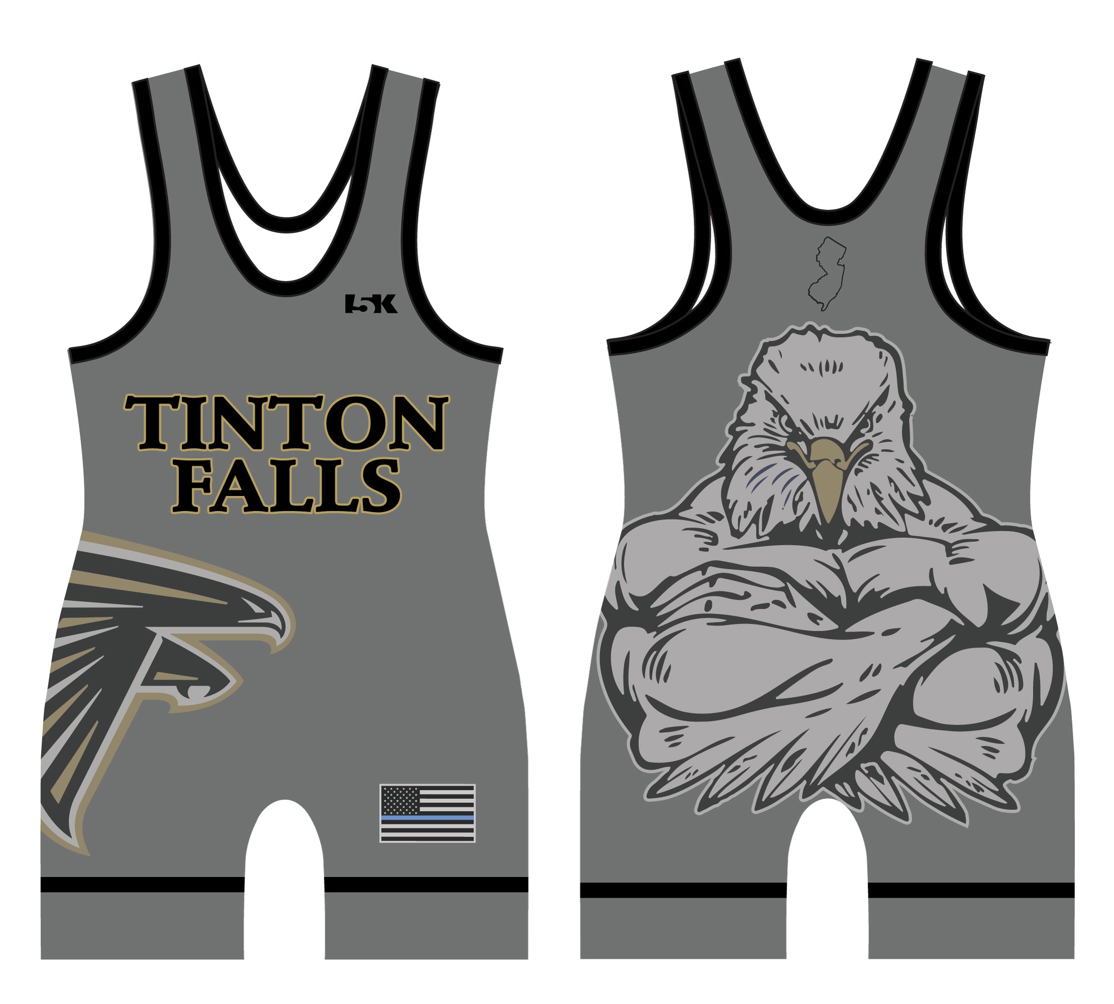 Tinton Falls Wrestling Sublimated Men's Singlet - Design 5 - 5KounT