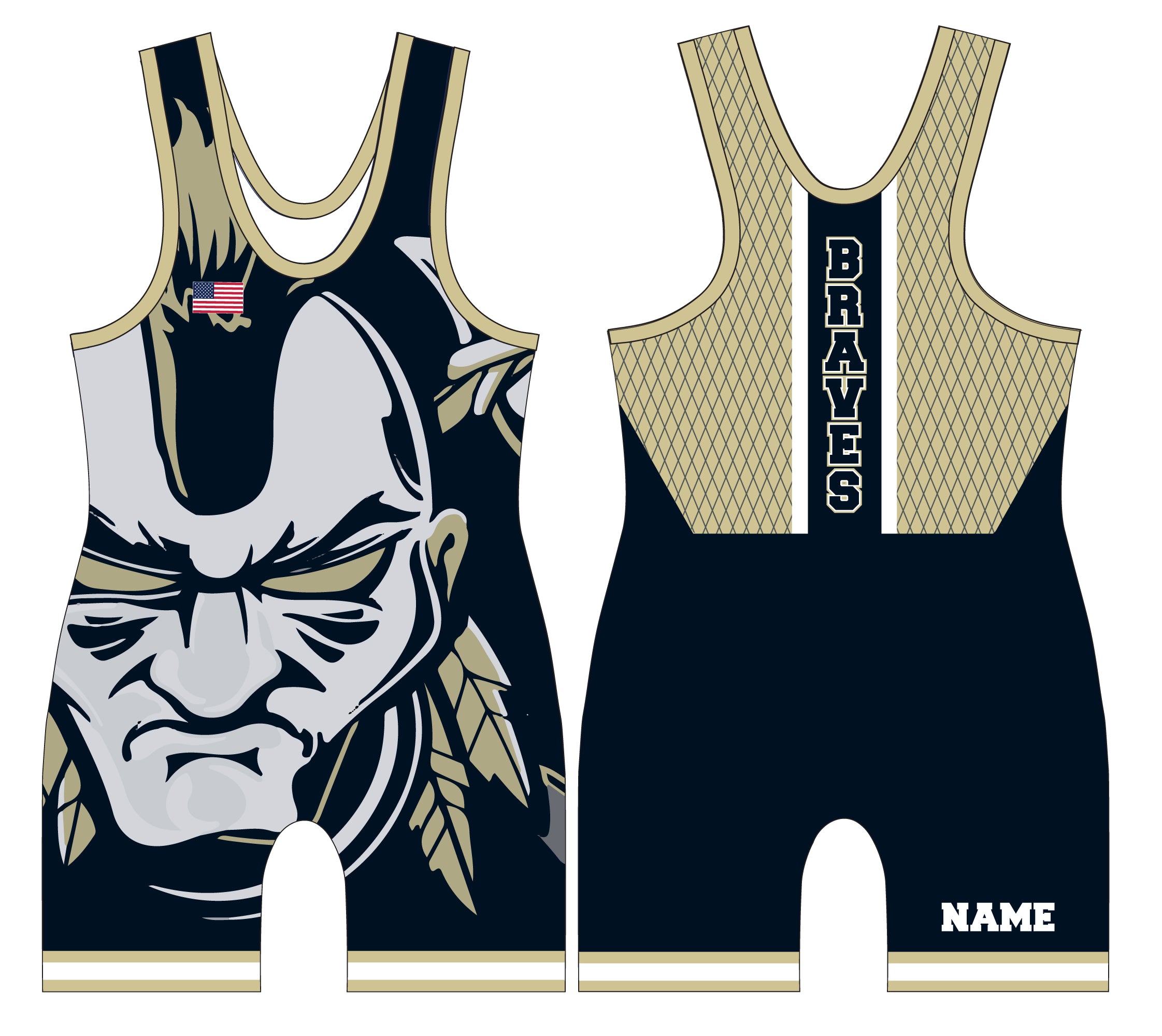 Braves Wrestling Sublimated Men's Singlet - 5KounT