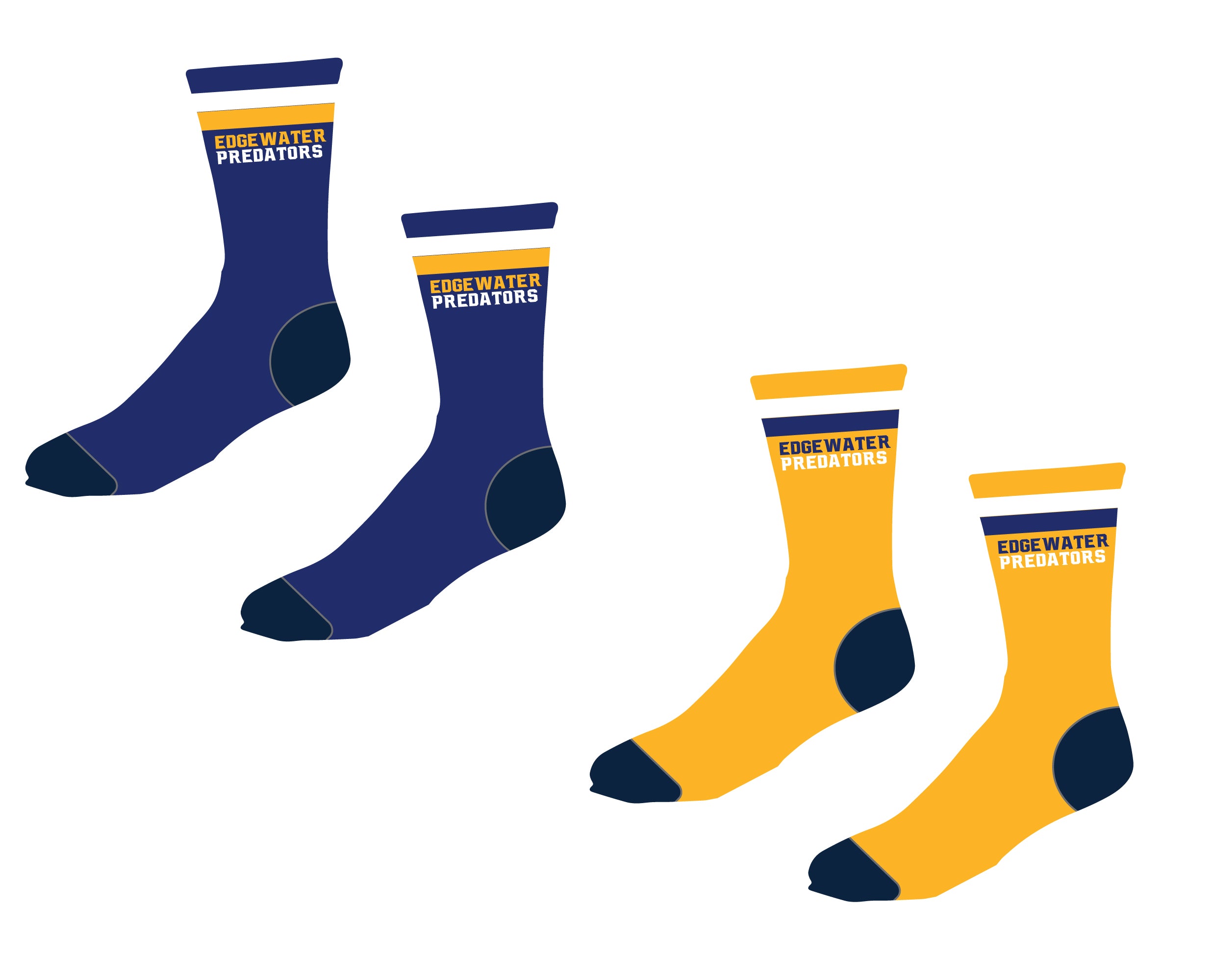 Edgewater Wrestling Sublimated Socks - Royal / Gold - 5KounT