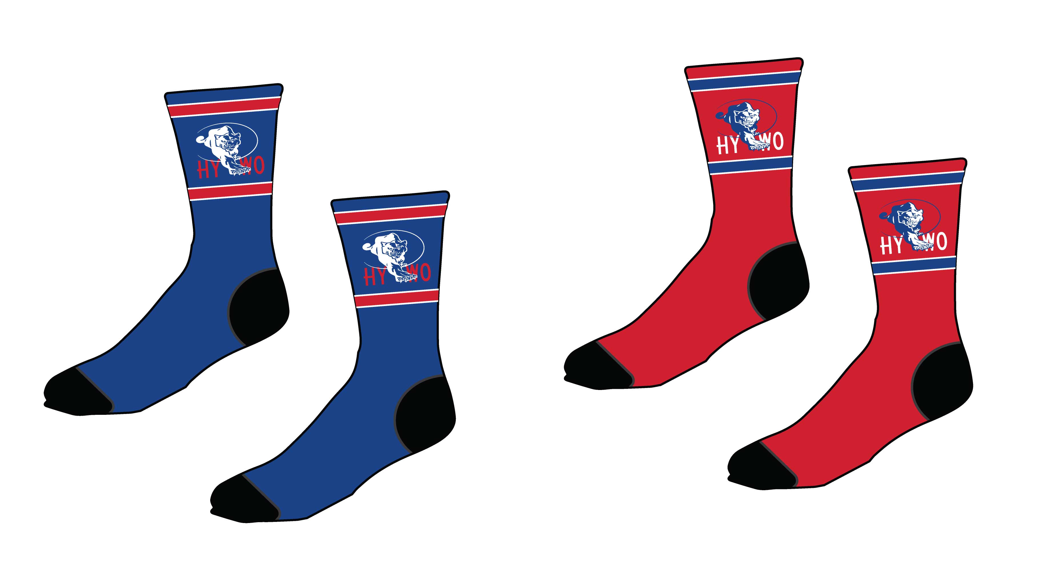 Huntsville Wrestling Sublimated Socks - Royal/Red
