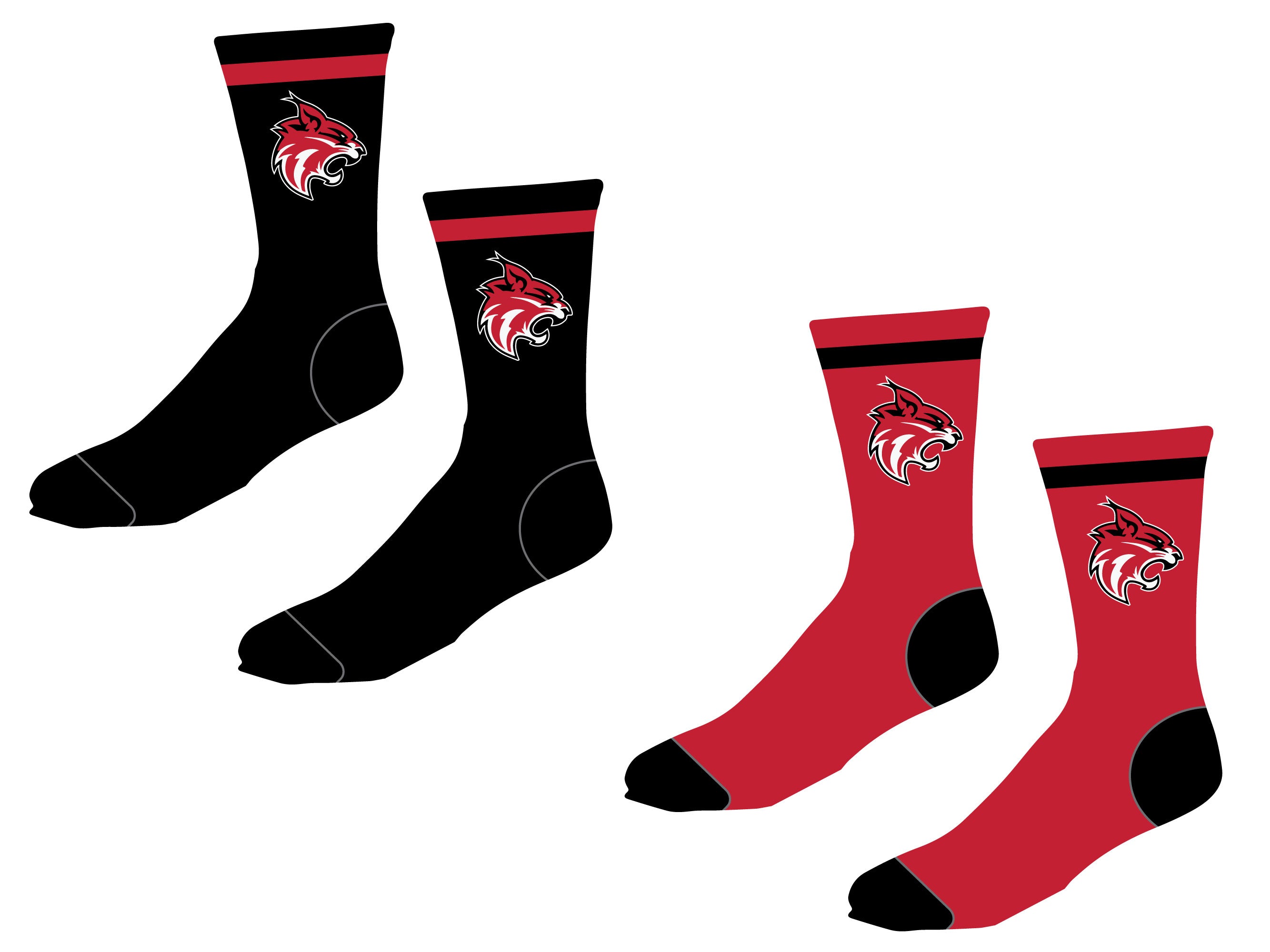 Sussex-Wantage Wrestling Sublimated Socks - Black / Red - 5KounT