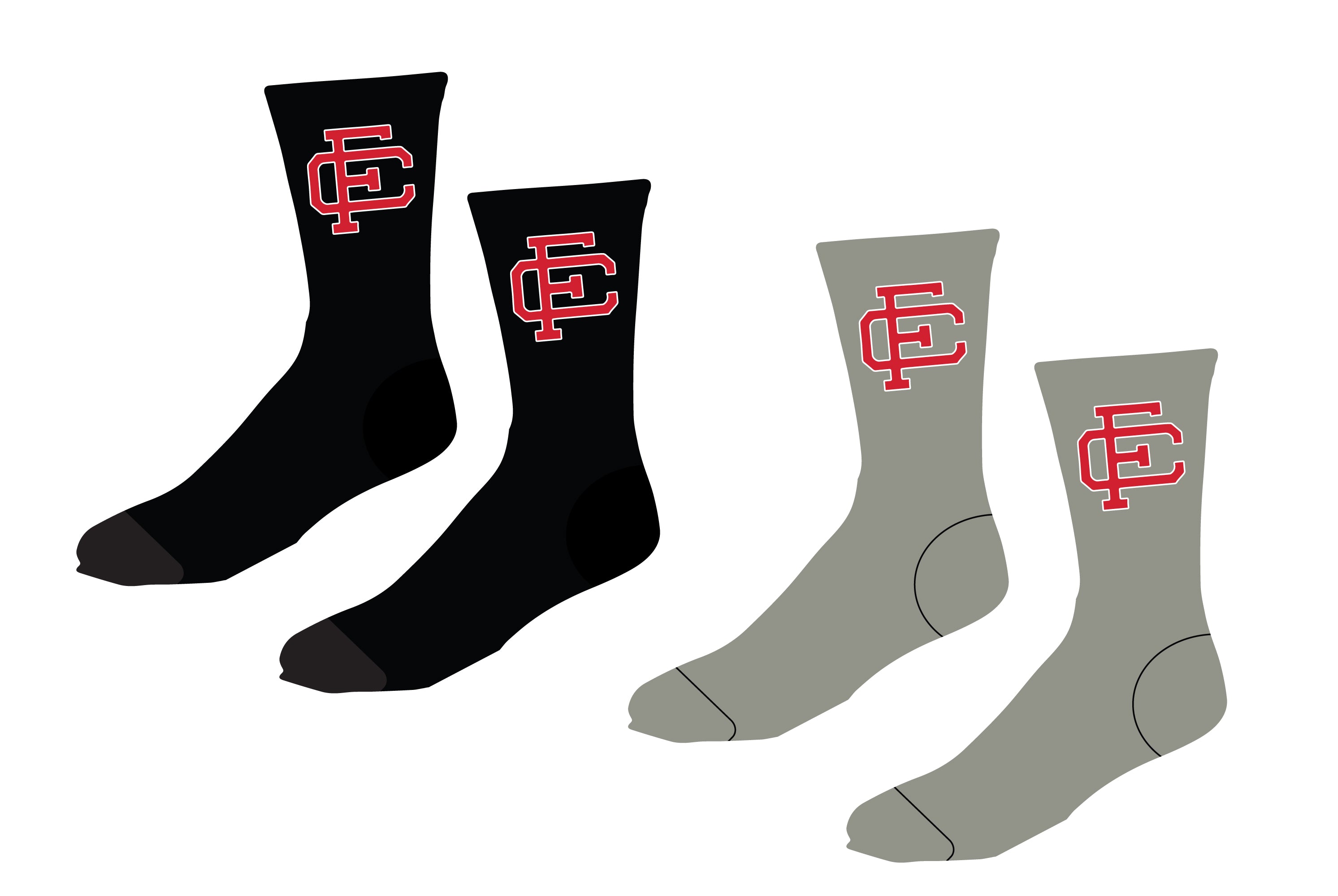 Eagles Wrestling Sublimated Socks - Black / Gray - 5KounT