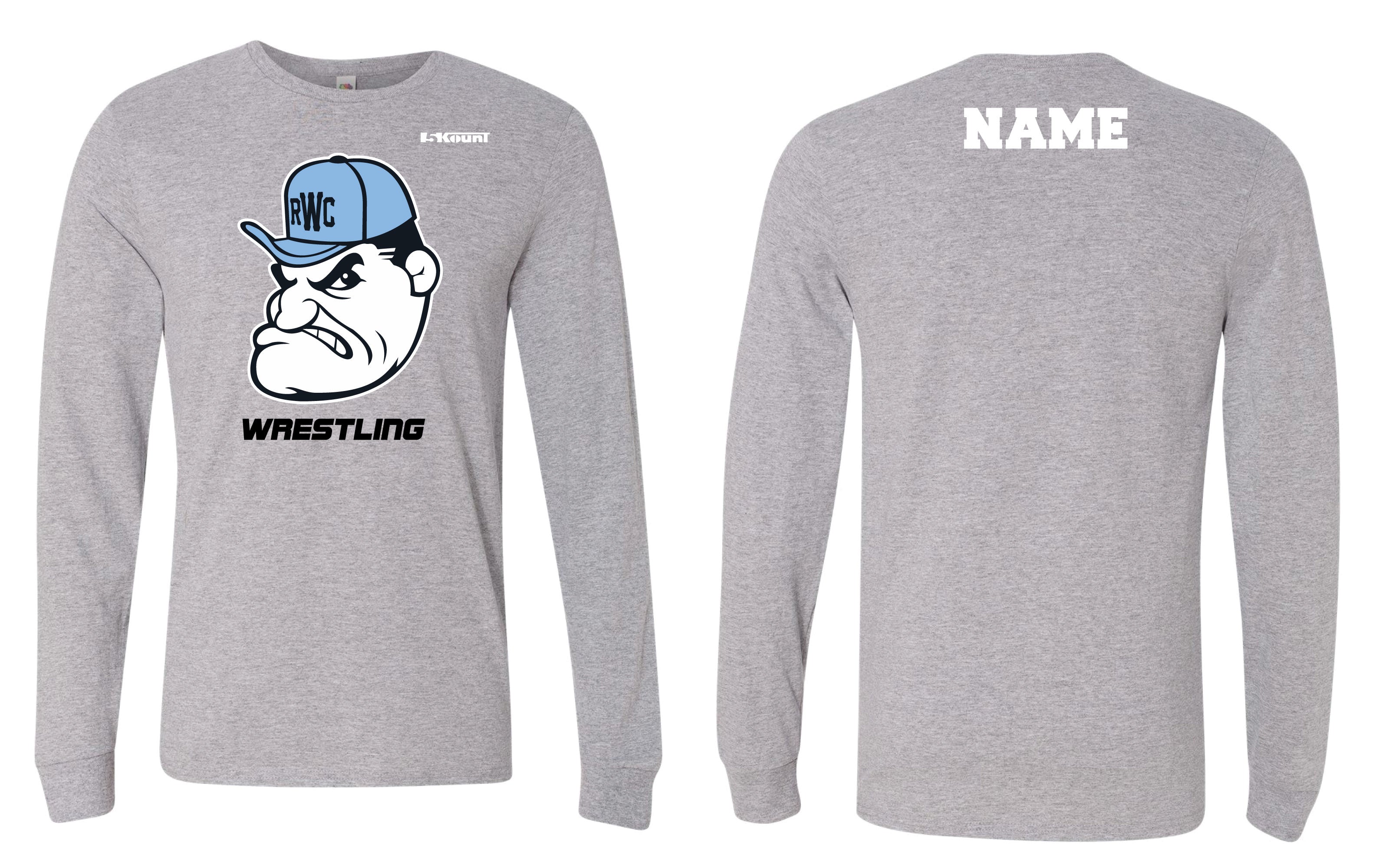 Rebel Wrestling Cotton Crew Long Sleeve Tee - Gray - 5KounT2018