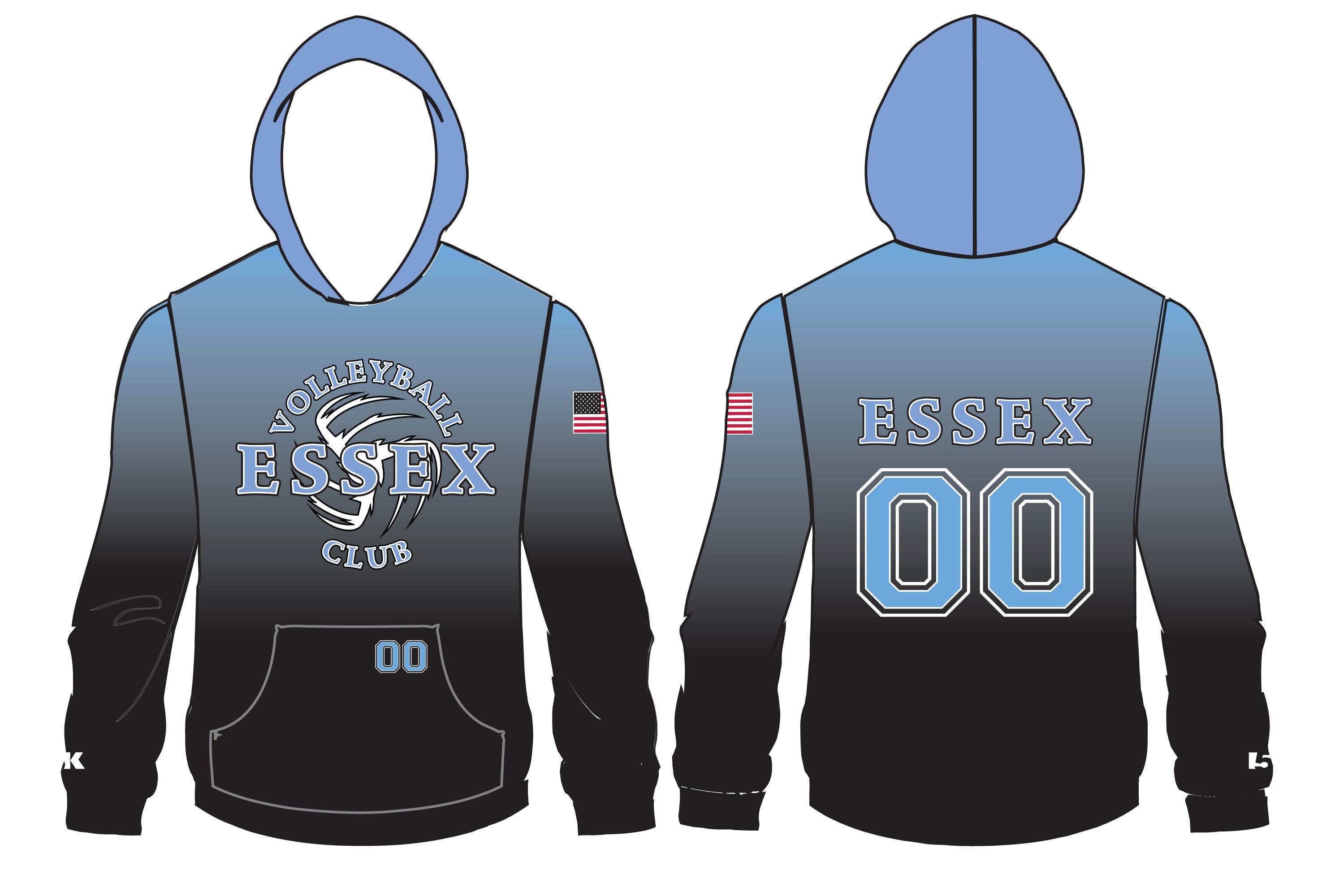 Essex Volleyball Sublimated Hoodie - Design 2 - 5KounT