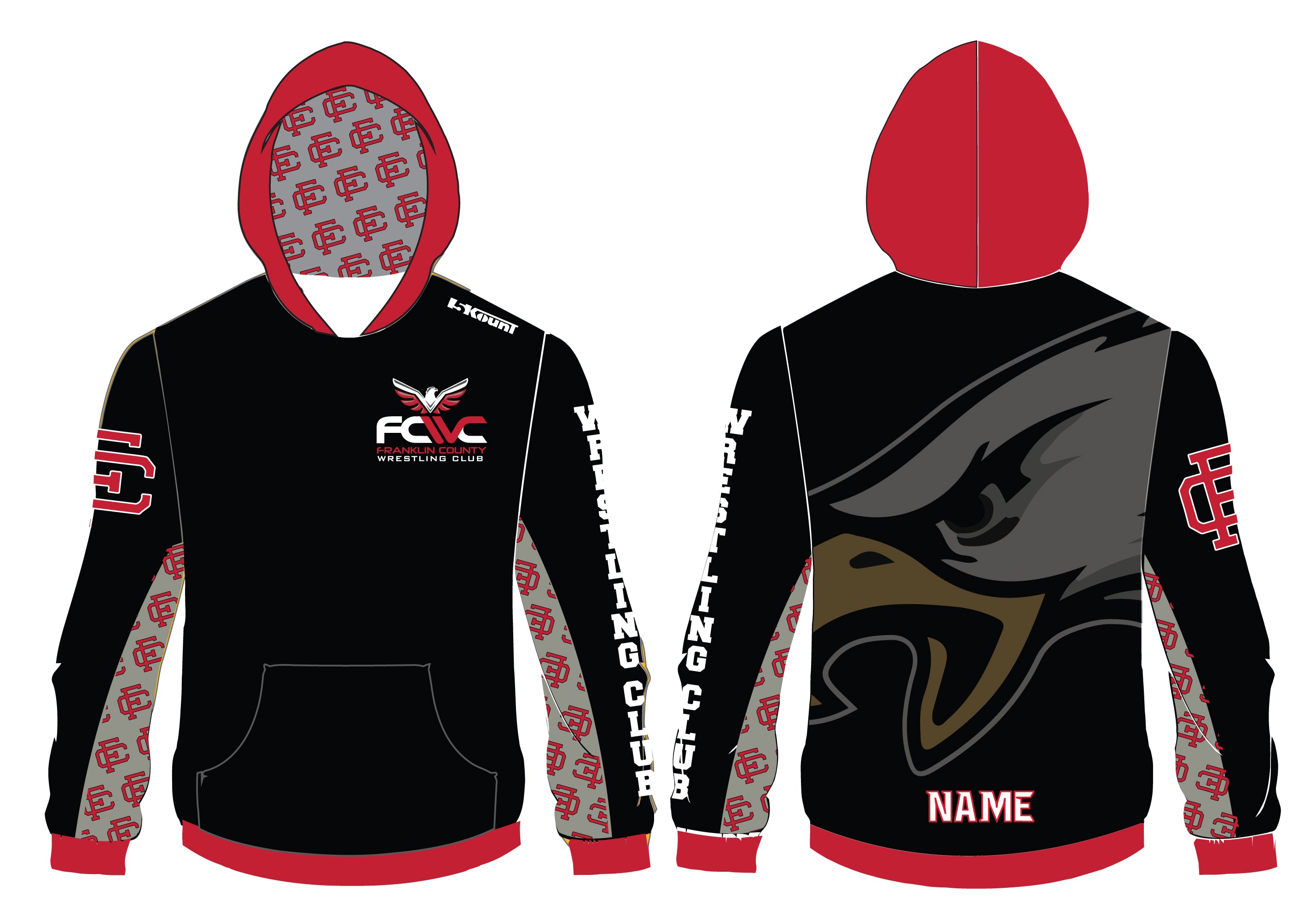 Eagles Wrestling Sublimated Hoodie - Design 1 - 5KounT
