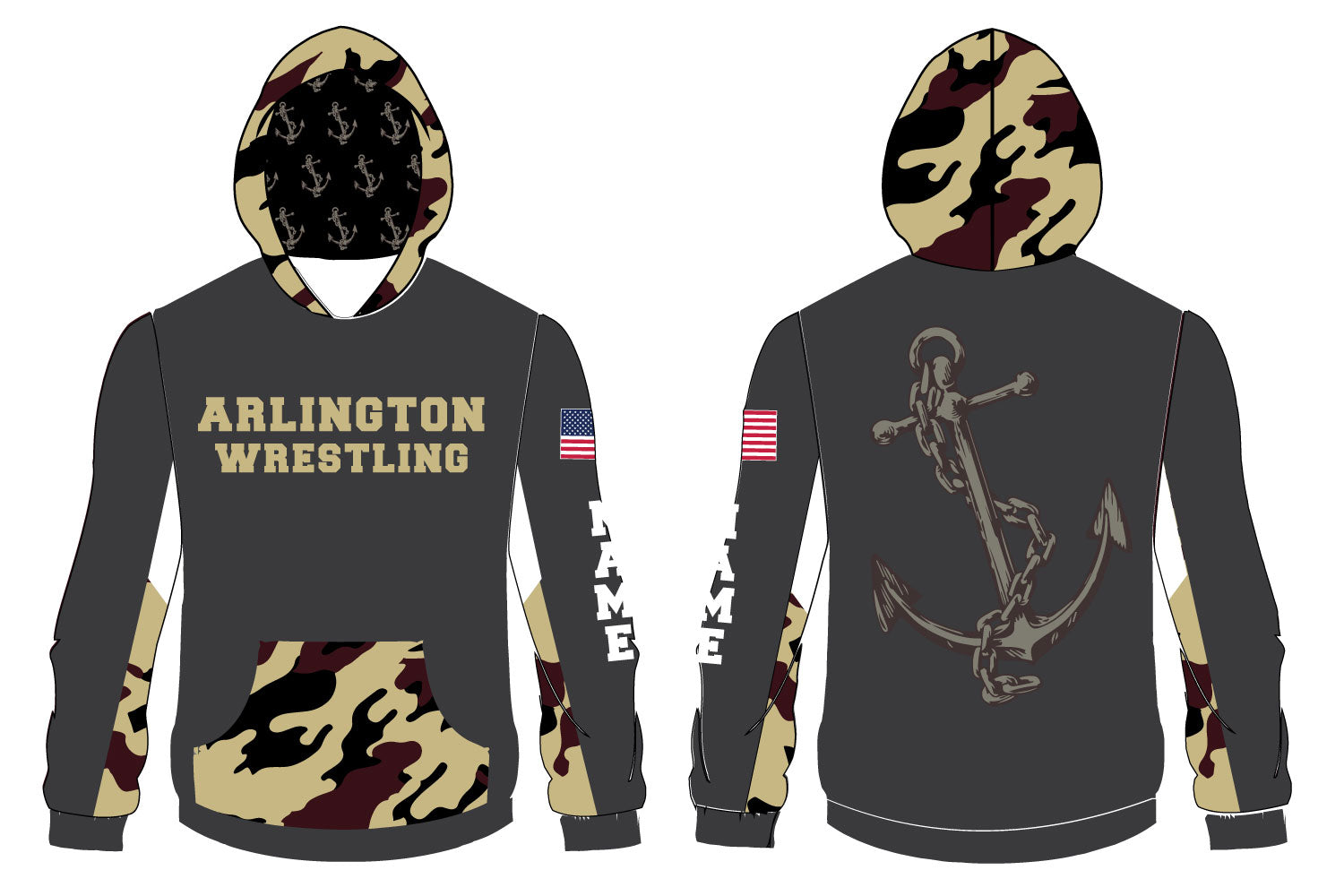 Arlington Wrestling Sublimated Hoodie - 5KounT2018