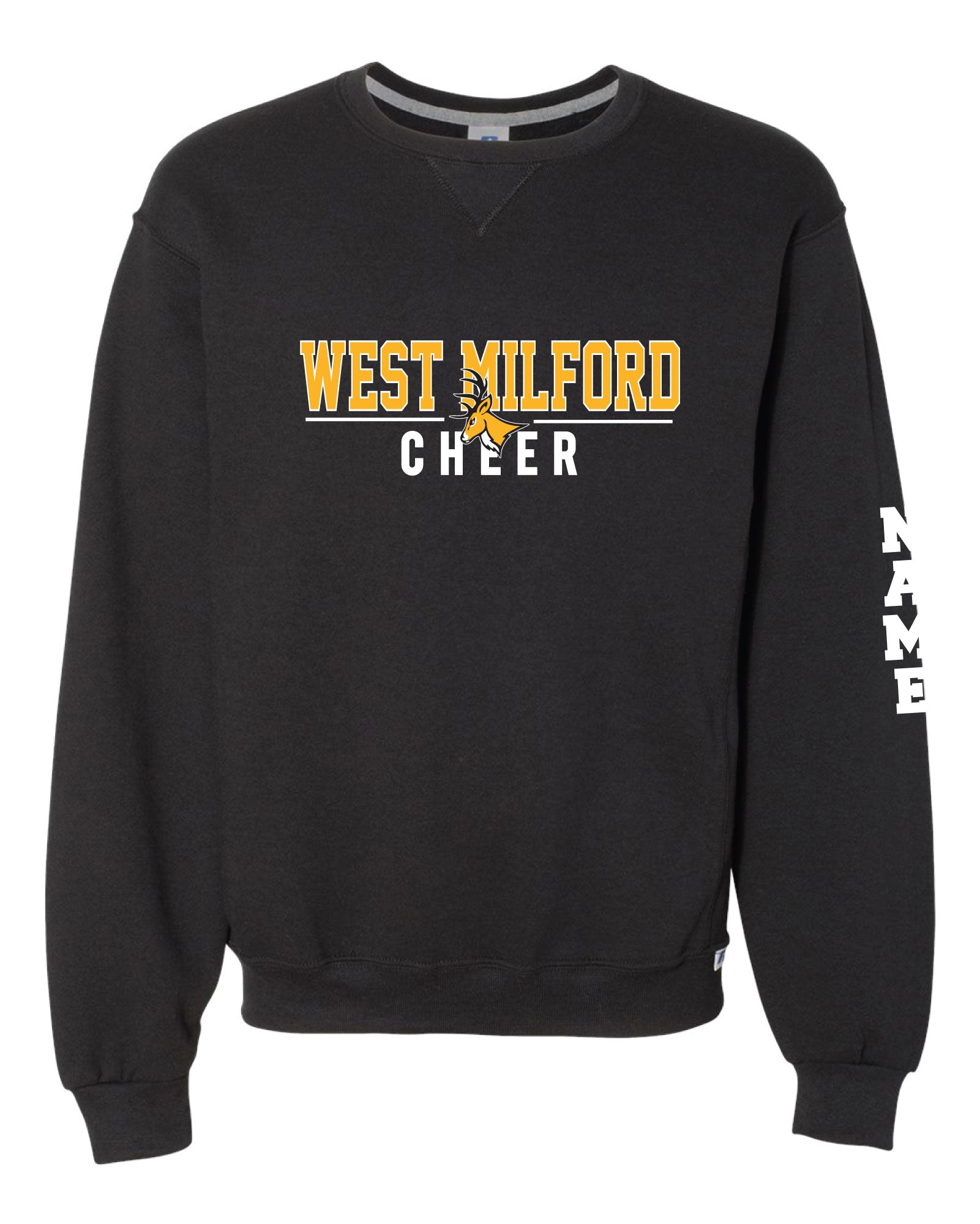 West Milford Highlanders Cheer Cotton Crewneck Sweatshirt - Black