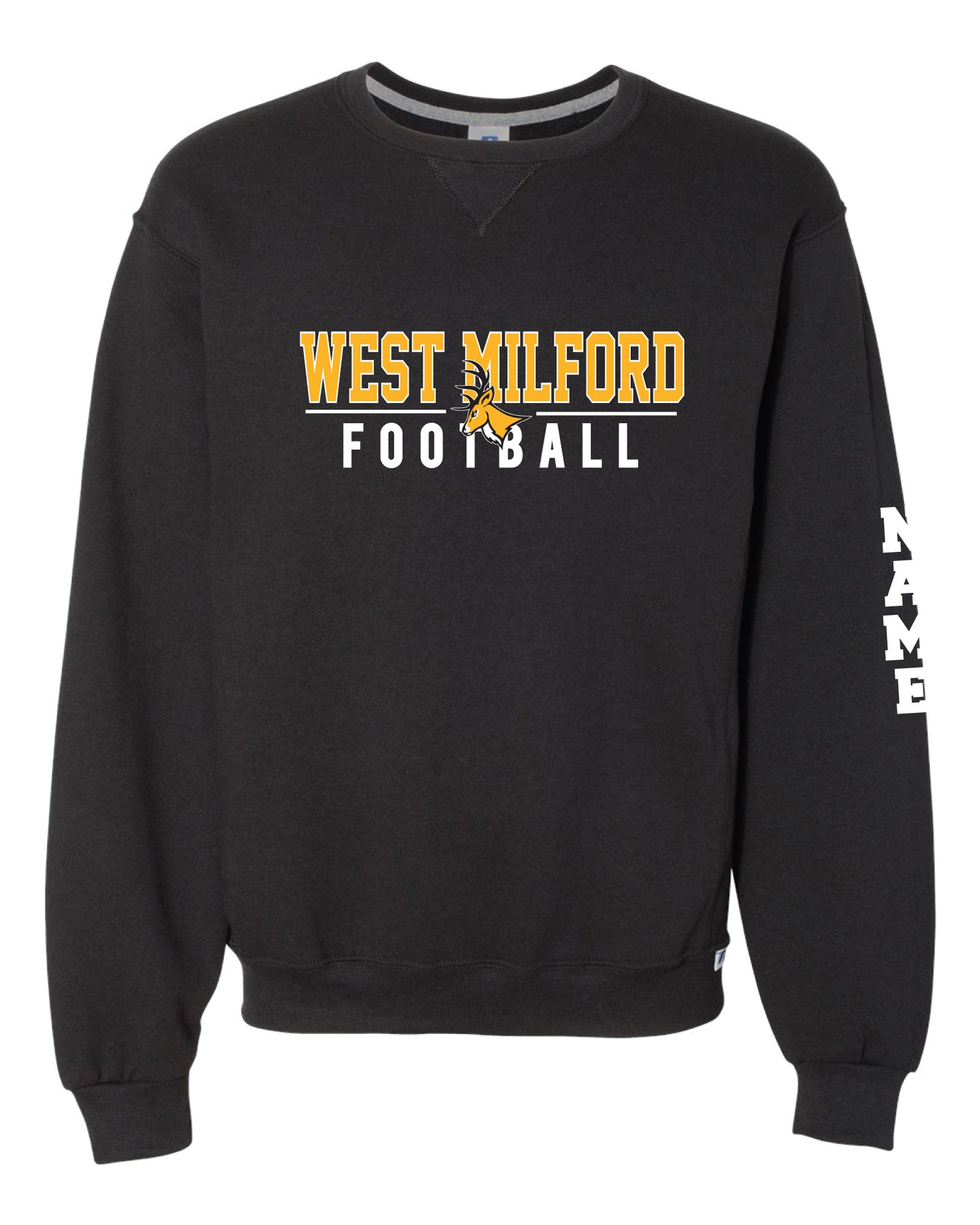 West Milford Highlanders Football Cotton Crewneck Sweatshirt - Black