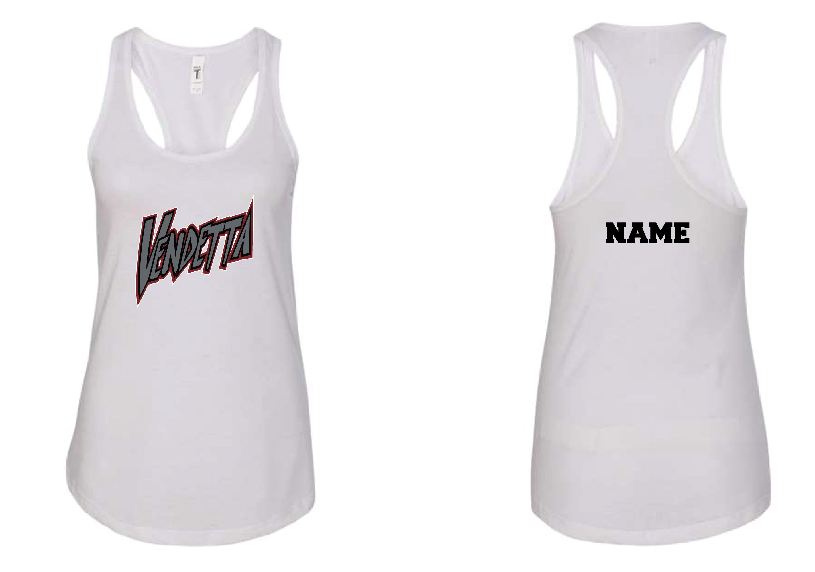Vendetta Softball Ladies' Cotton Racerback Tank Top - White