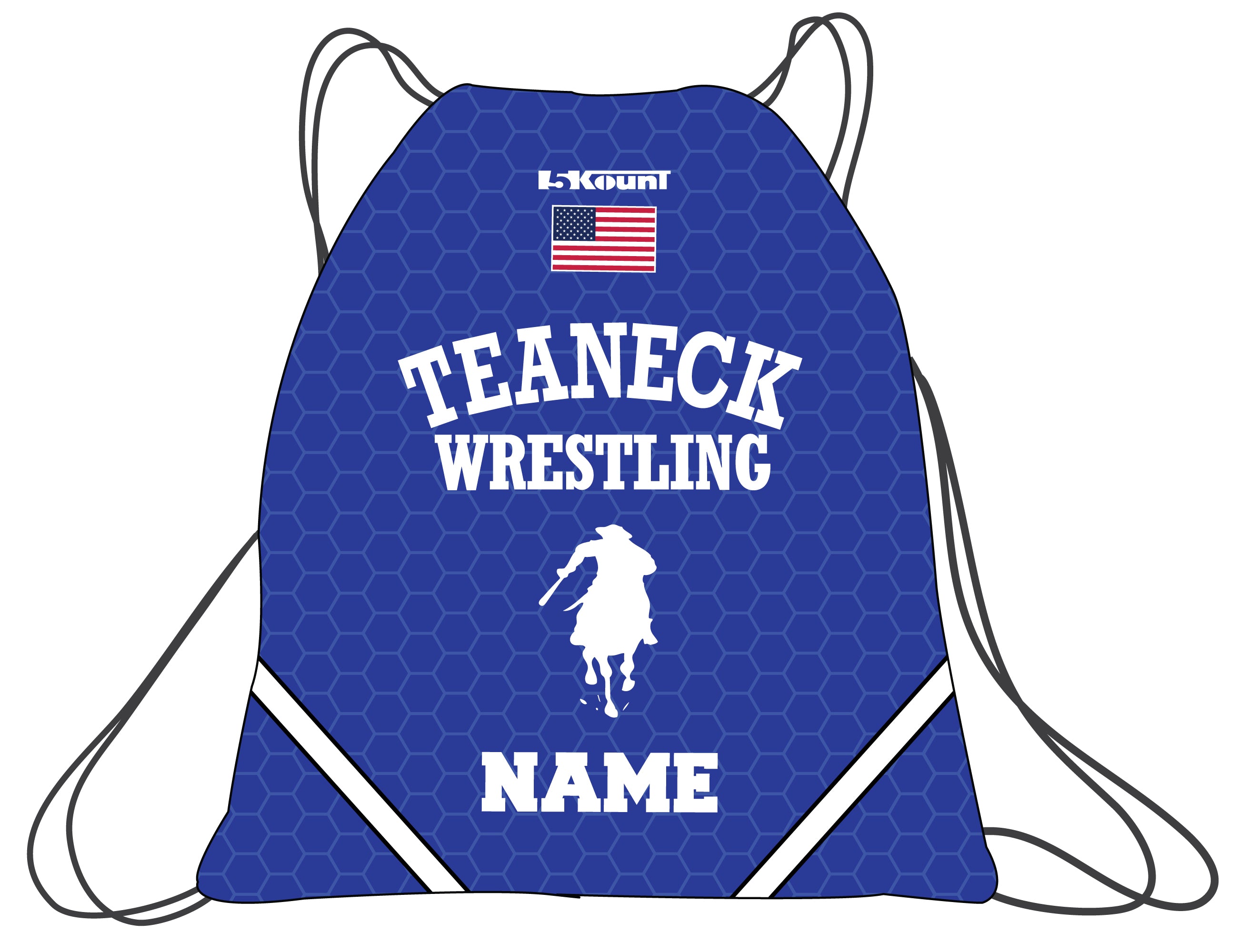 Teaneck Wrestling Sublimated Drawstring Bag - Black / Royal - 5KounT2018