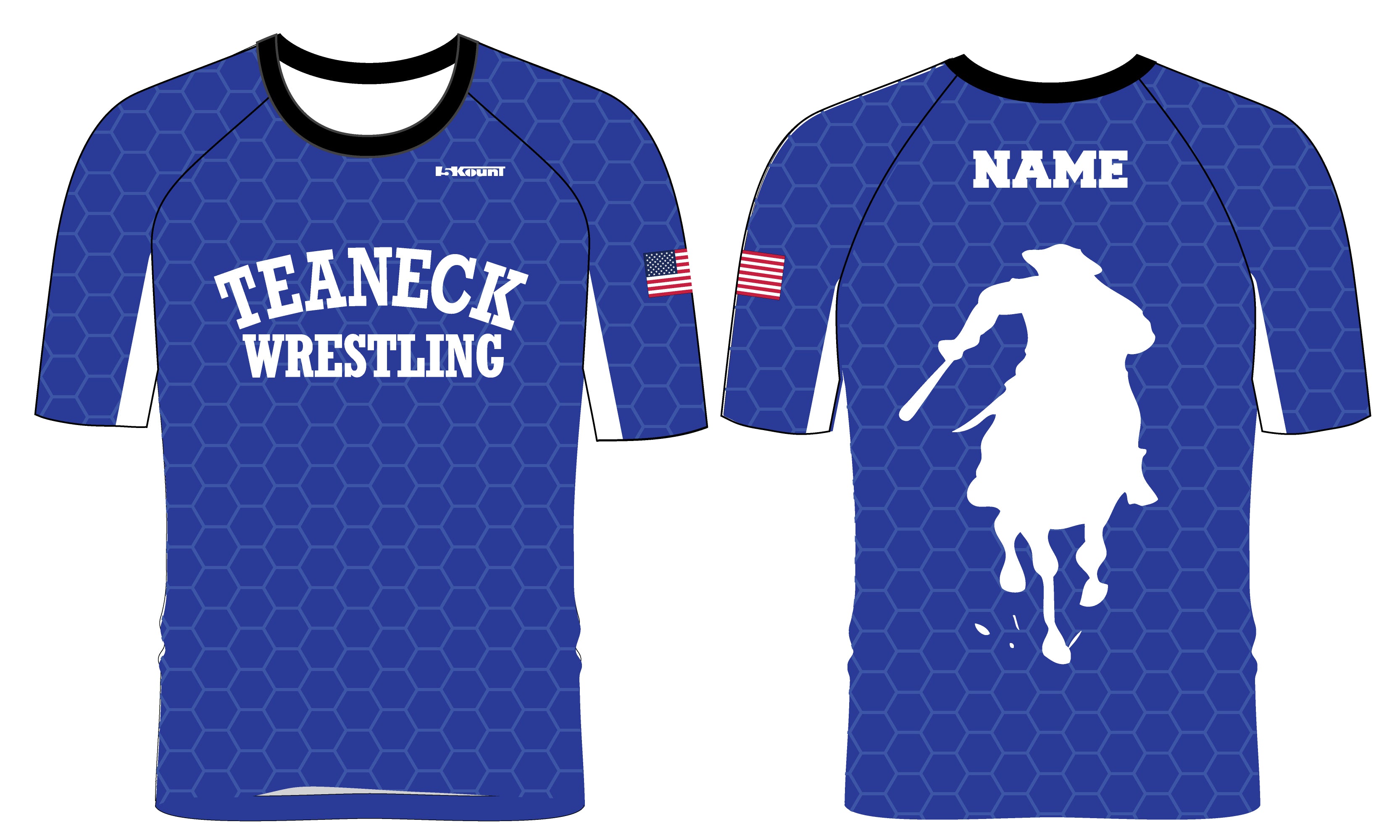 Teaneck Wrestling Sublimated Fight Shirt - Black / Royal - 5KounT2018