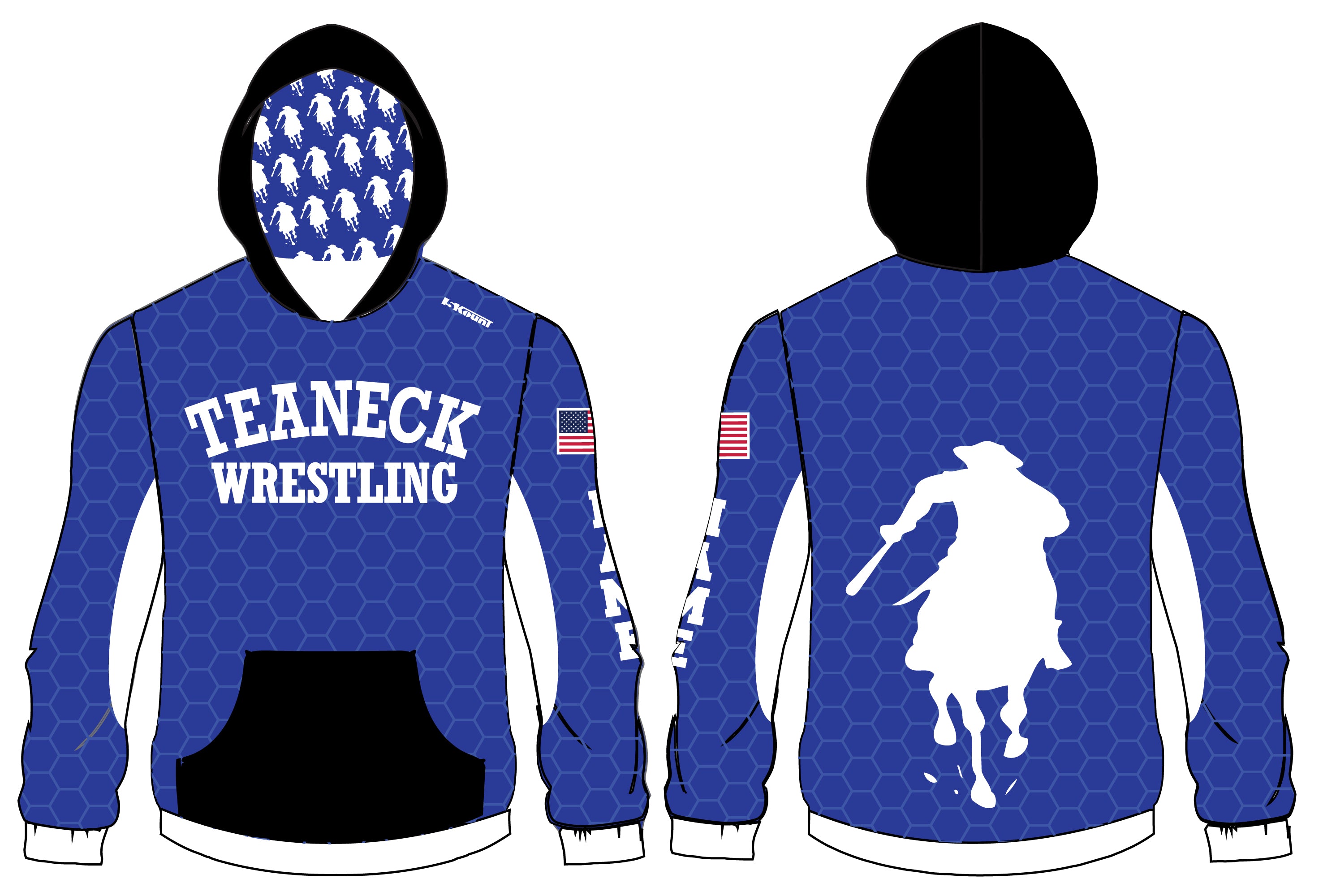 Teaneck Wrestling Sublimated Hoodie - Black / Royal - 5KounT2018