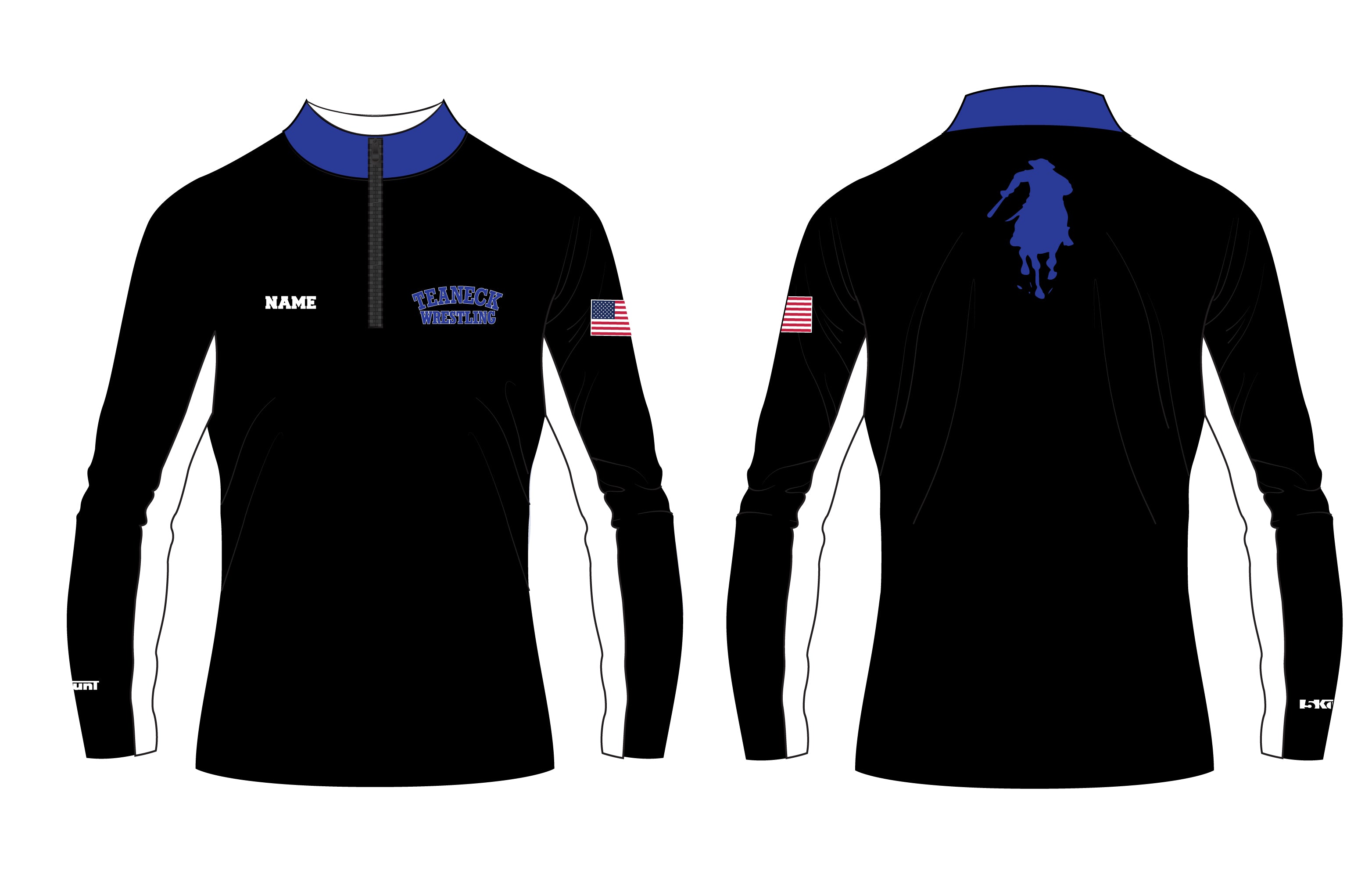 Teaneck Wrestling Sublimated Quarter Zip - Black / Royal - 5KounT2018