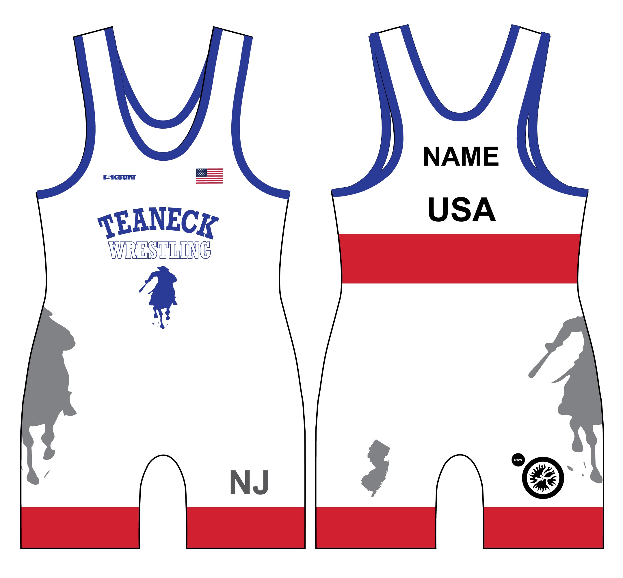 Teaneck Wrestling Sublimated Freestyle Men's Singlet 1 - 5KounT2018