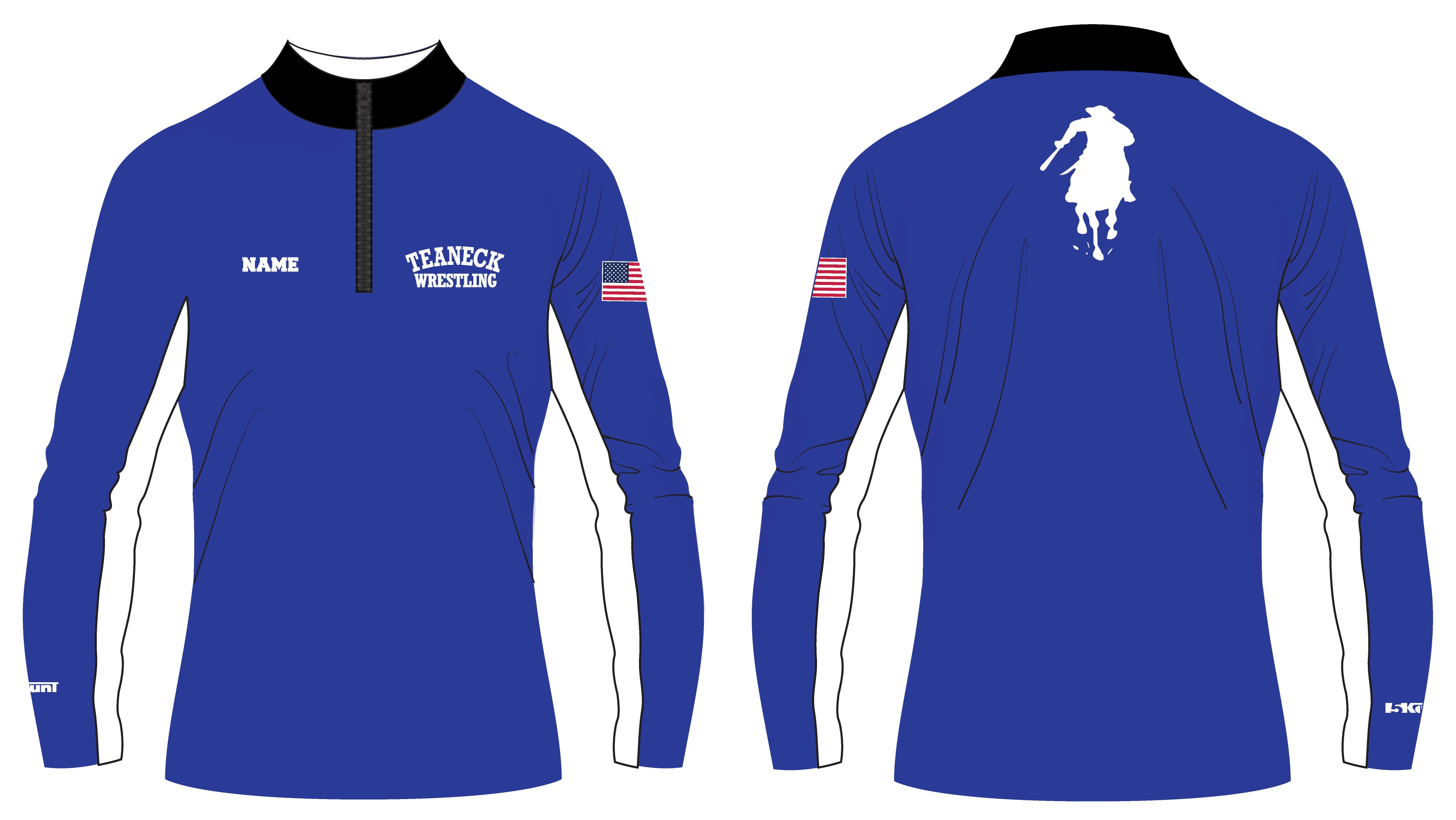 Teaneck Wrestling Sublimated Quarter Zip - Black / Royal - 5KounT2018