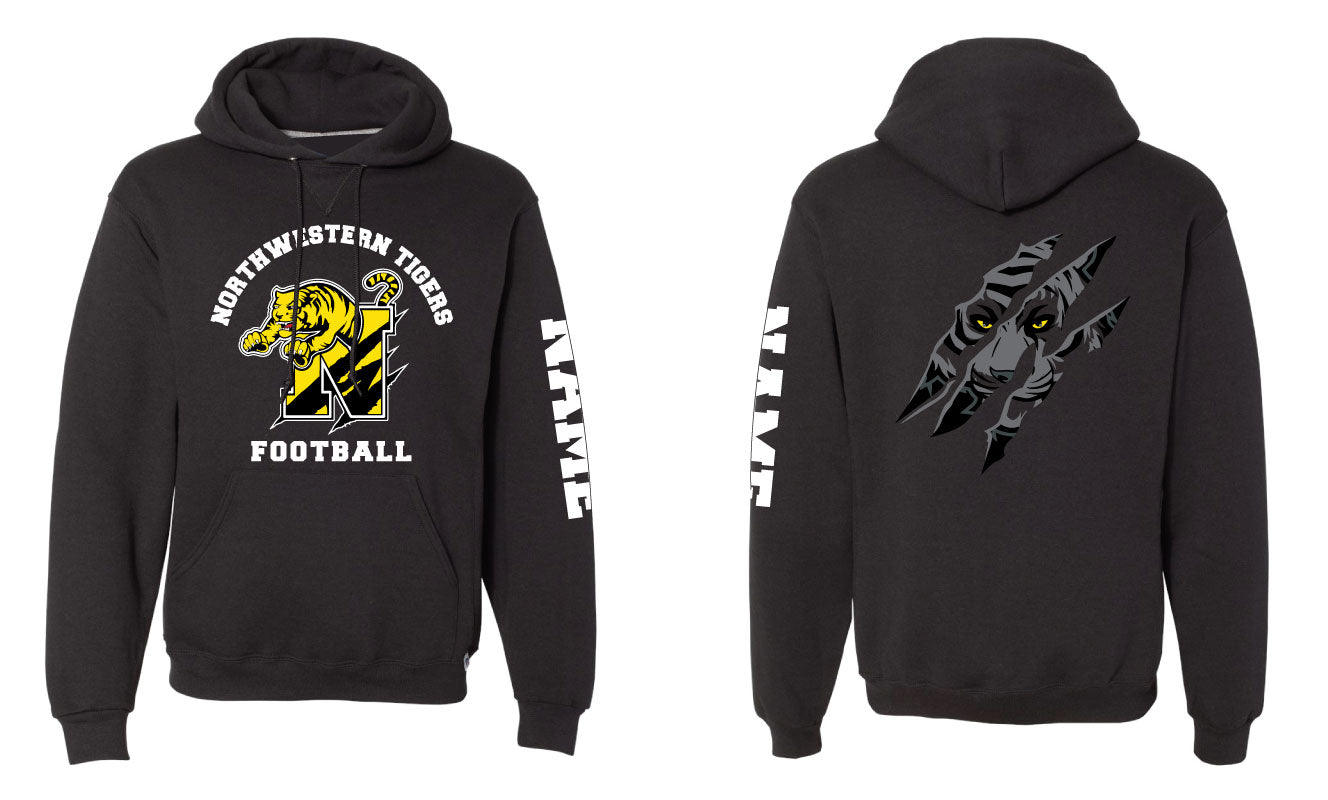Northwestern Tigers Football Russell Athletic Cotton Hoodie - Black - 5KounT2018