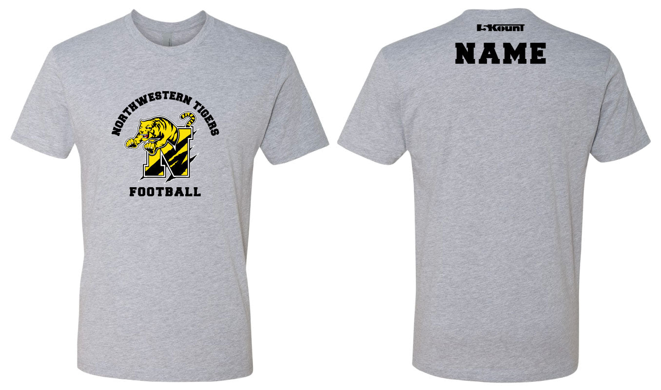 Northwestern Tigers Football Cotton Crew Tee - Black/Gray - 5KounT2018