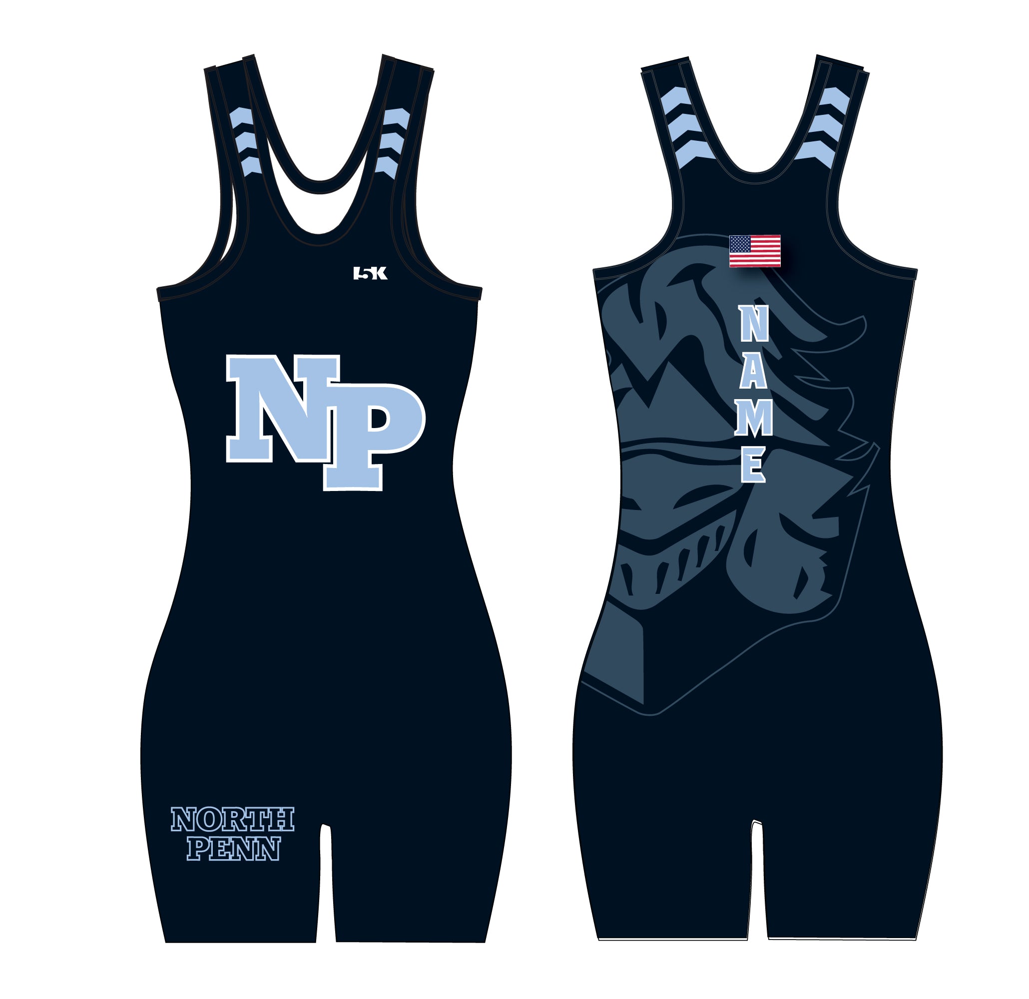 North Penn Wrestling Sublimated Women's Singlet (Design 2) - 5KounT