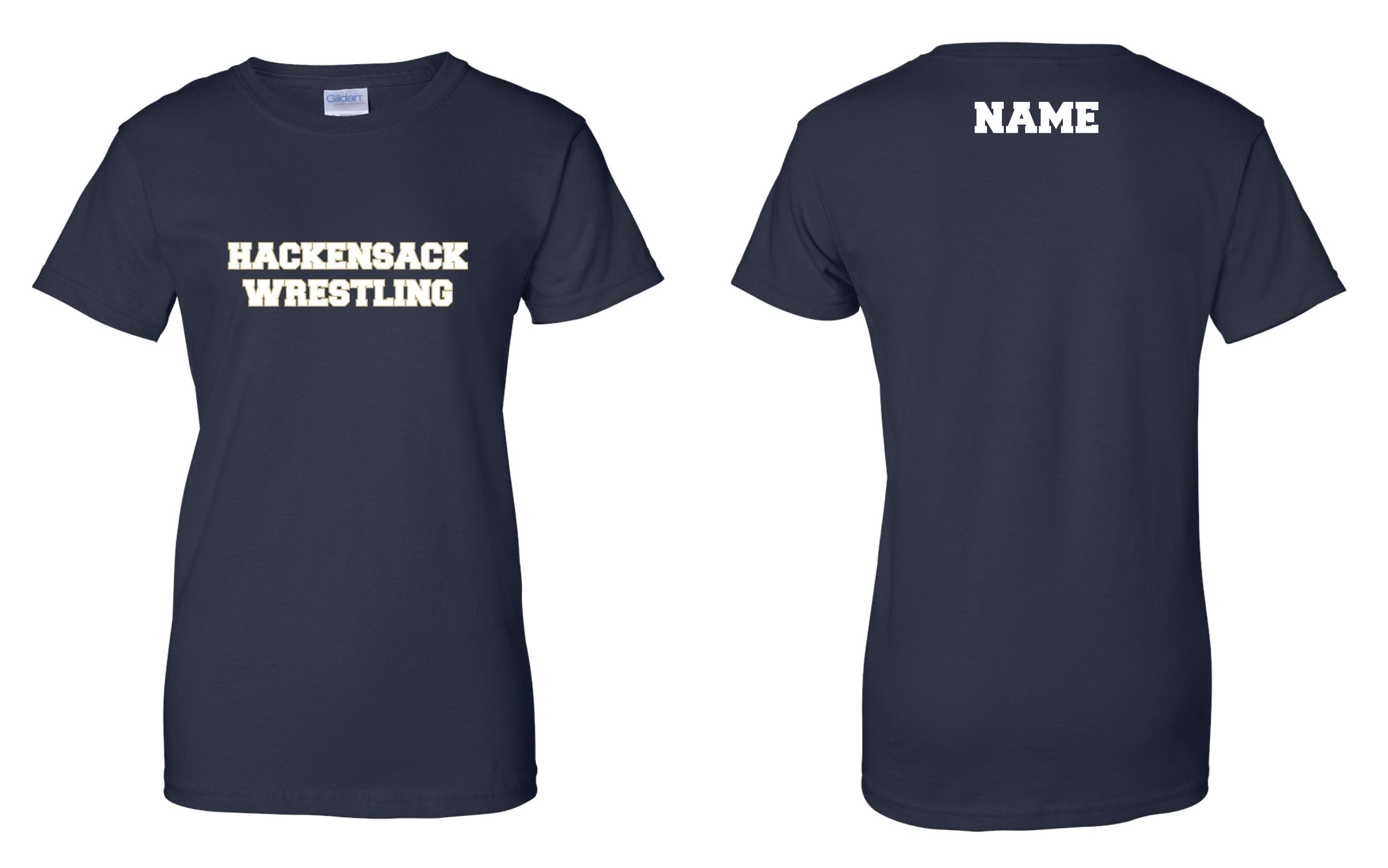 Hackensack Wrestling Cotton Women's Crew Neck Tee - Navy