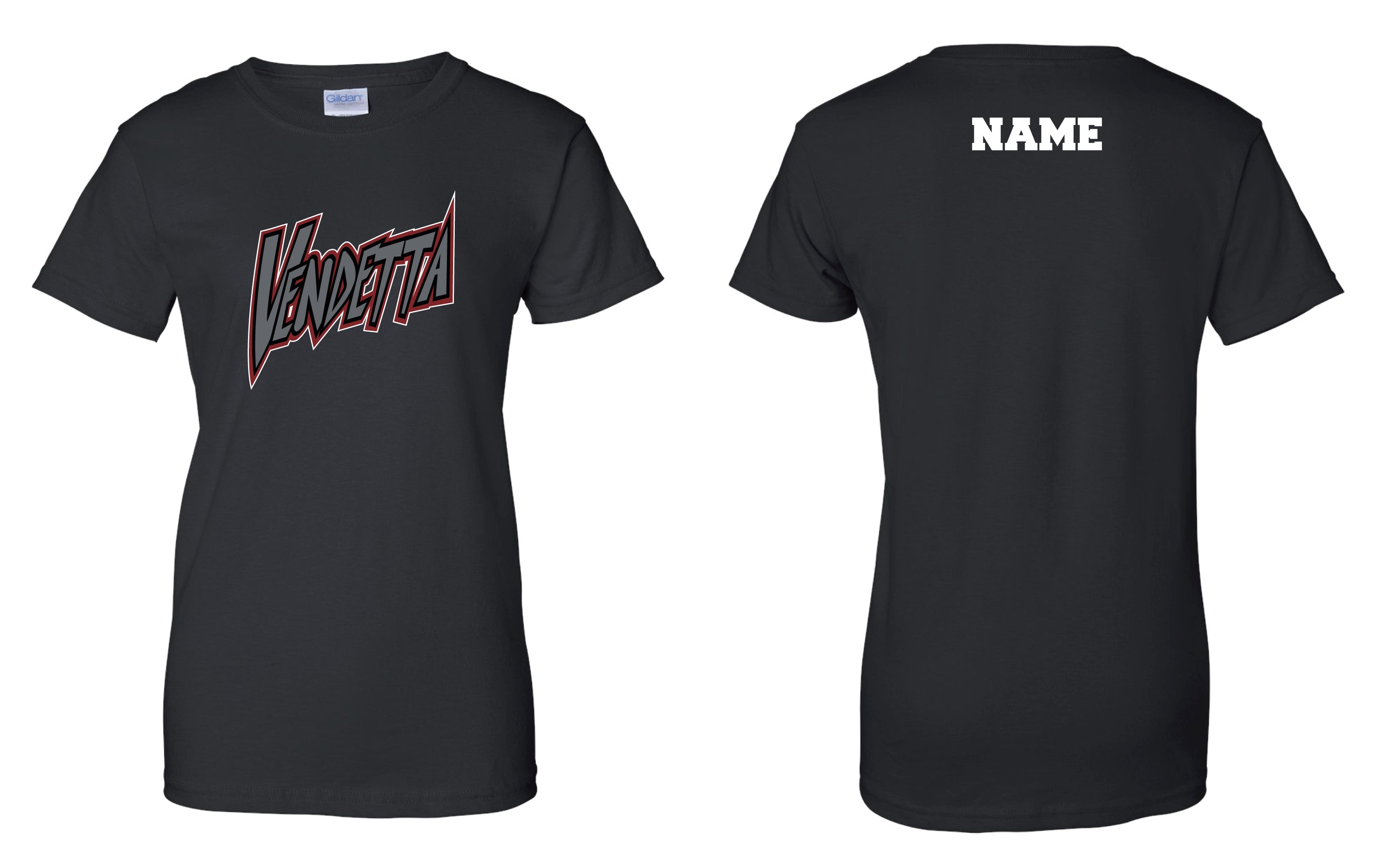 Vendetta Softball Cotton Women's Crew Neck Tee - Black