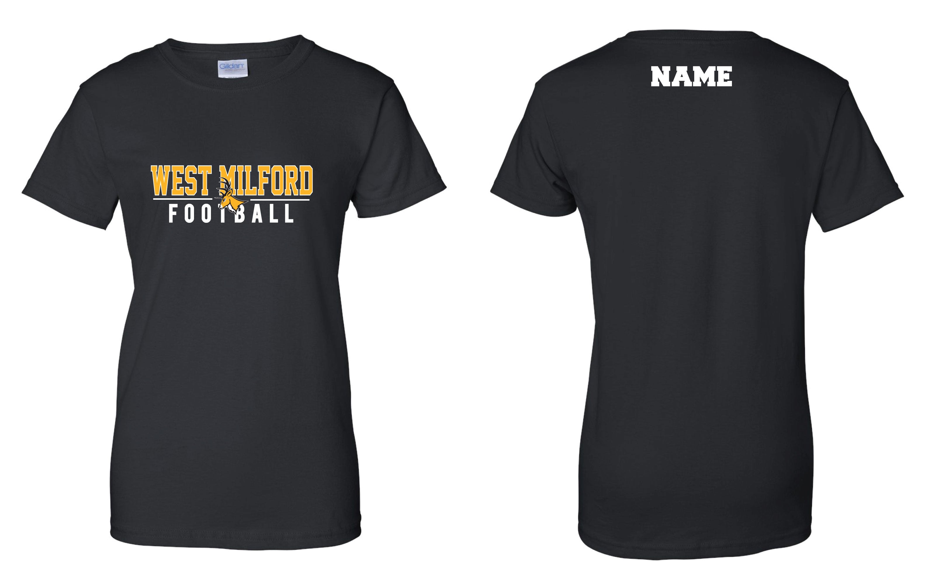 West Milford Highlanders Football Cotton Women's Crew Tee - Black