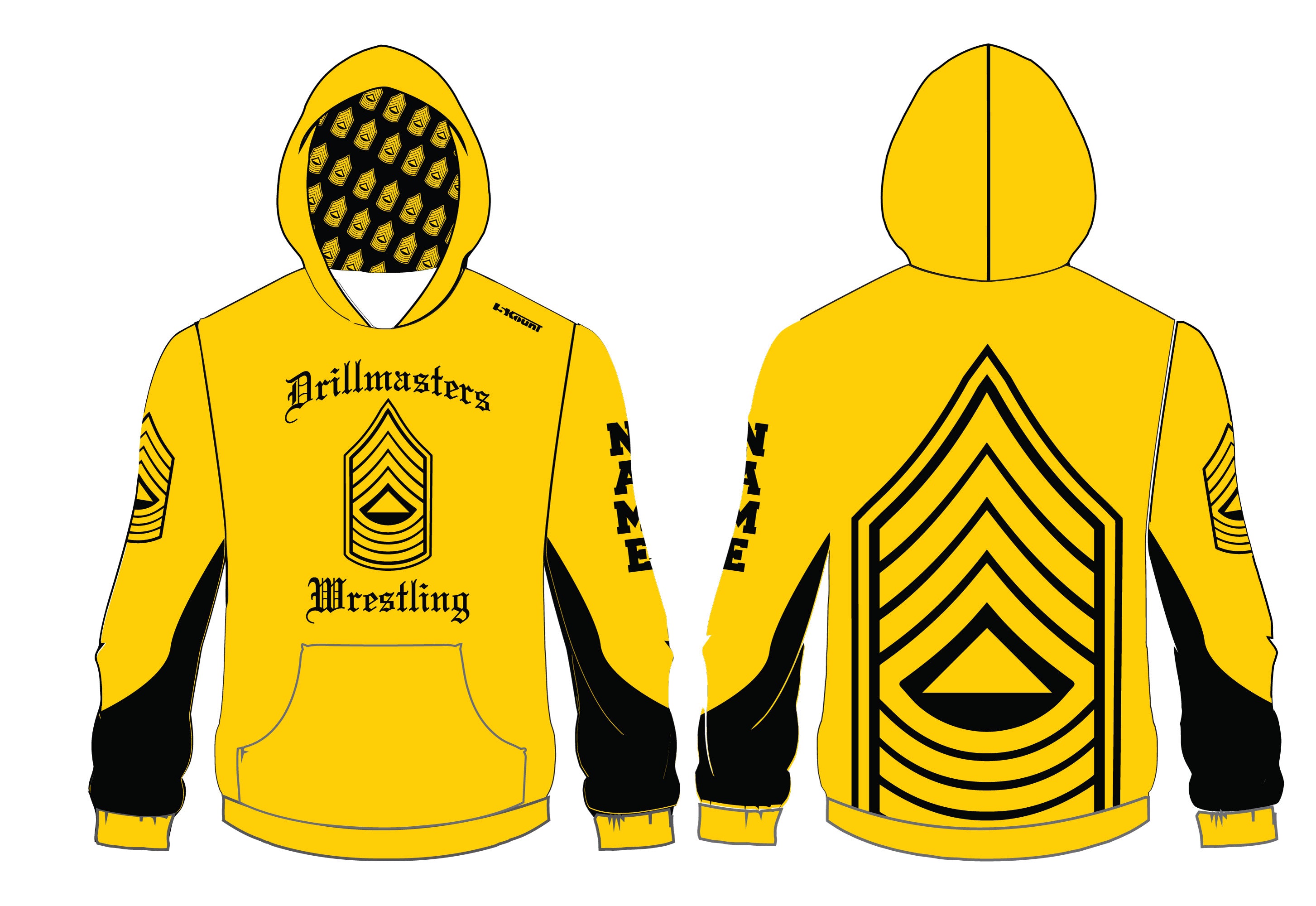 Drill Masters Wrestling Sublimated Hoodie - Yellow - 5KounT